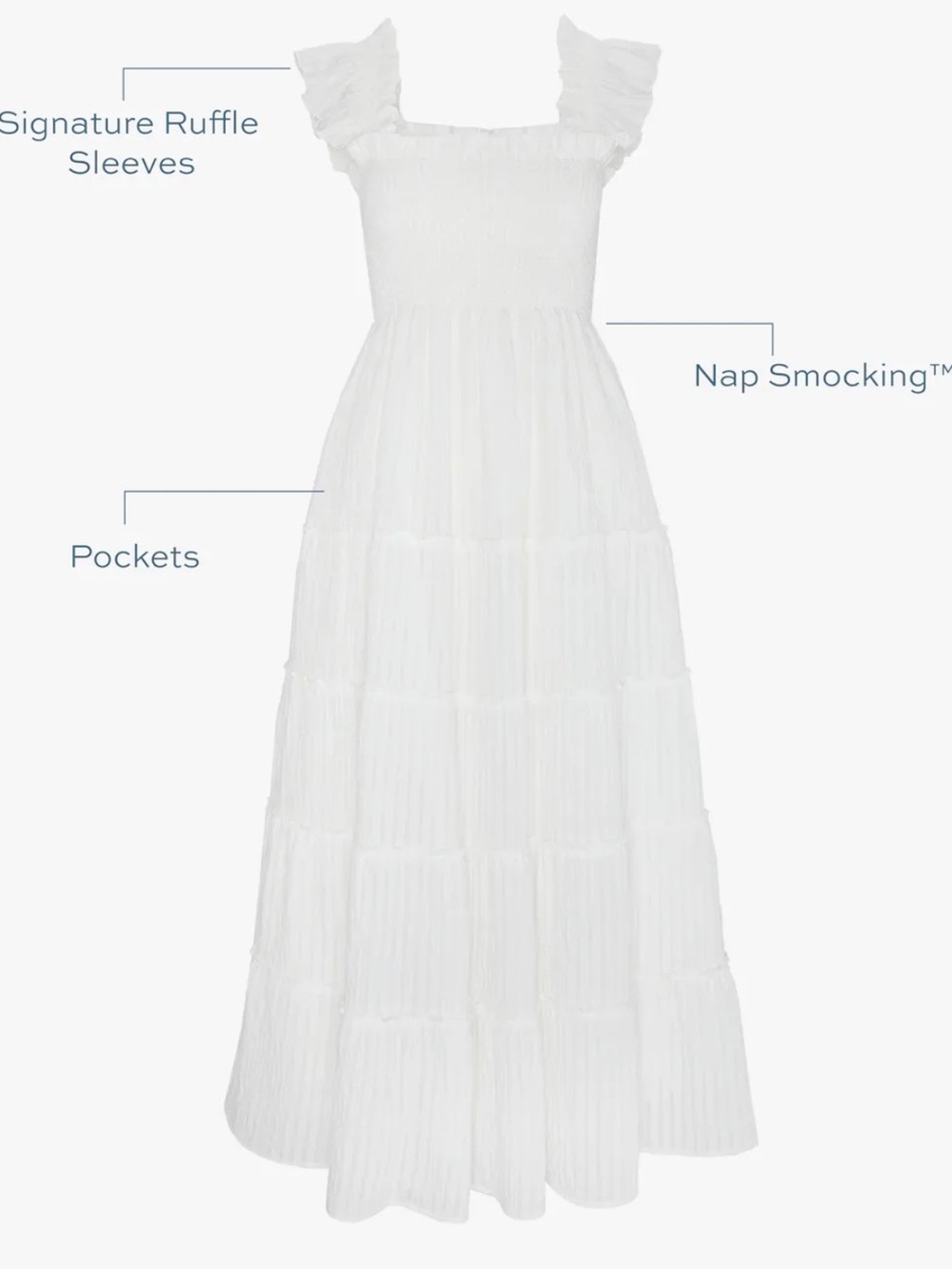 Hillhouse Home Ellie White Maxi Nap Dress - Women's Skirt/Dress LIKE NEW - Picture 5 of 7